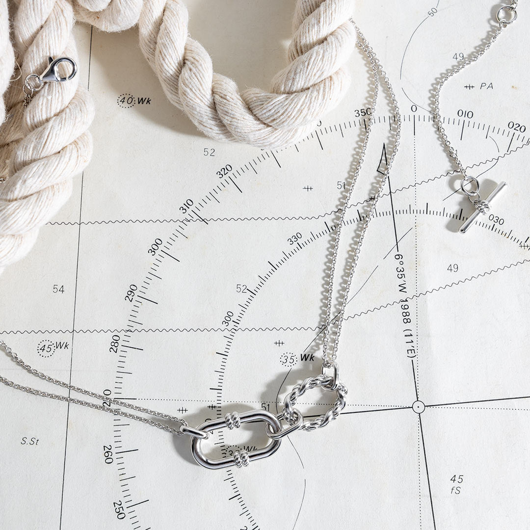 Kit Heath - Marina Rope Link Duo Grande Twin Chain Necklace - Silver