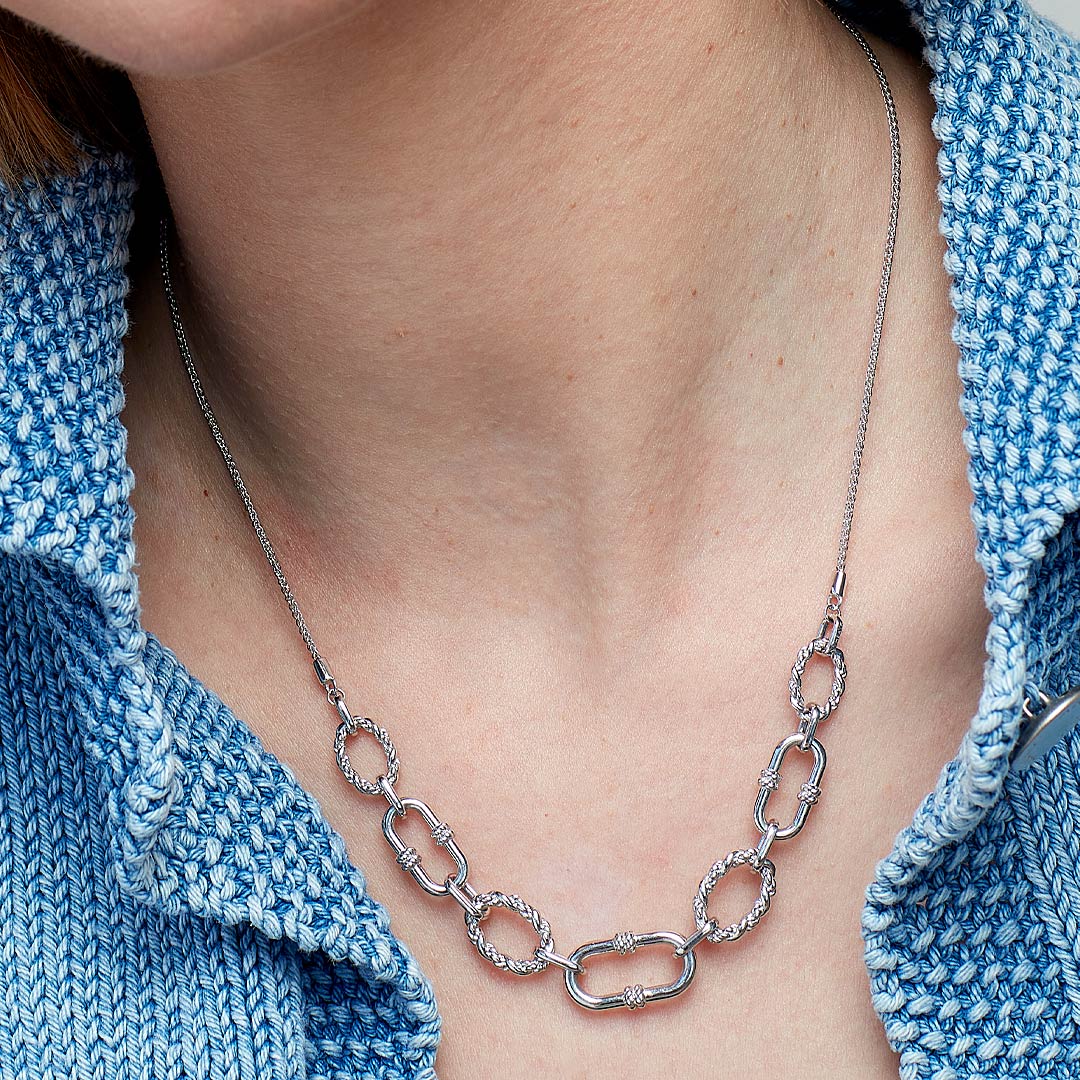 Kit Heath - Marina Rope Link Duo Graduated Chain Necklace - Silver
