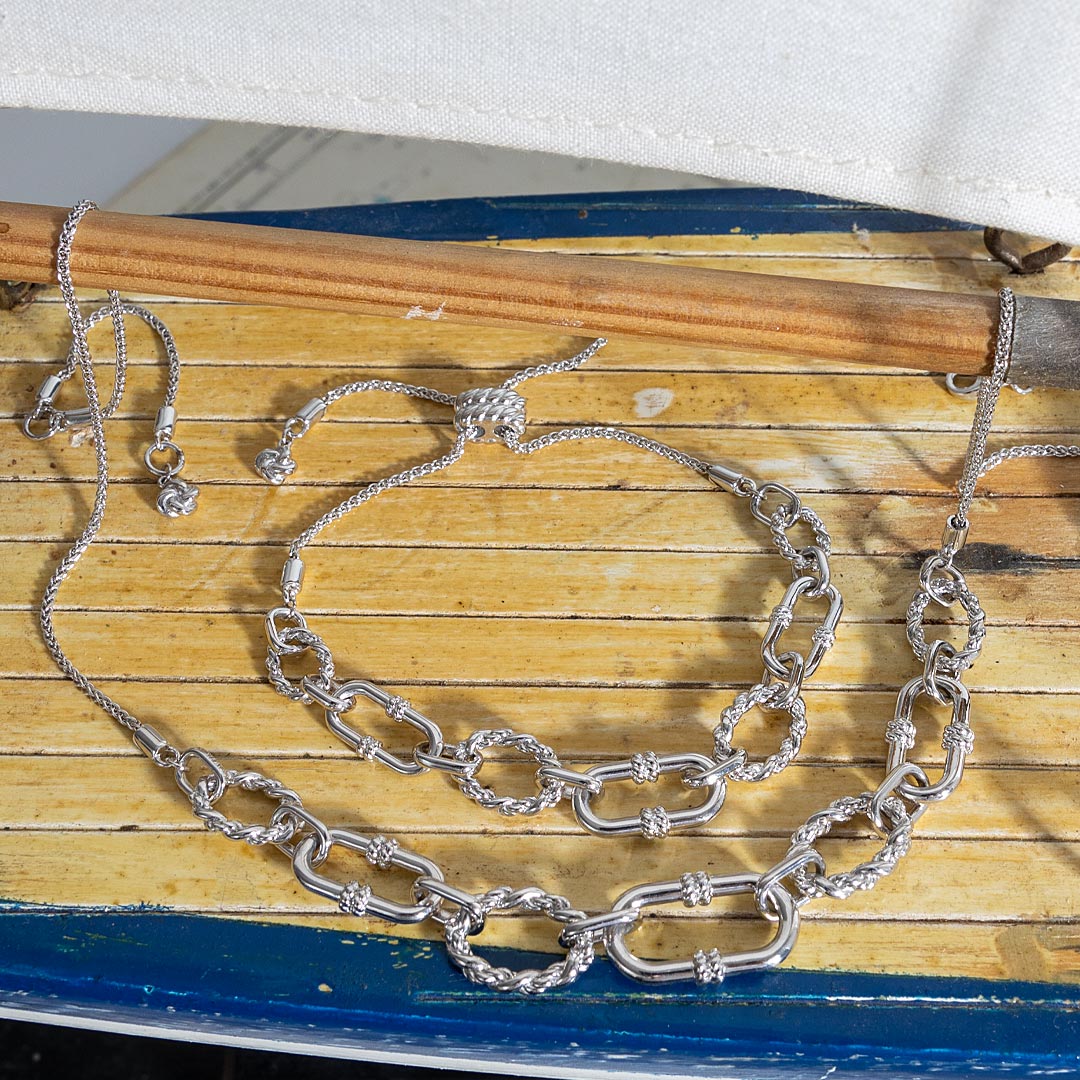 Kit Heath - Marina Rope Link Duo Graduated Chain Necklace - Silver