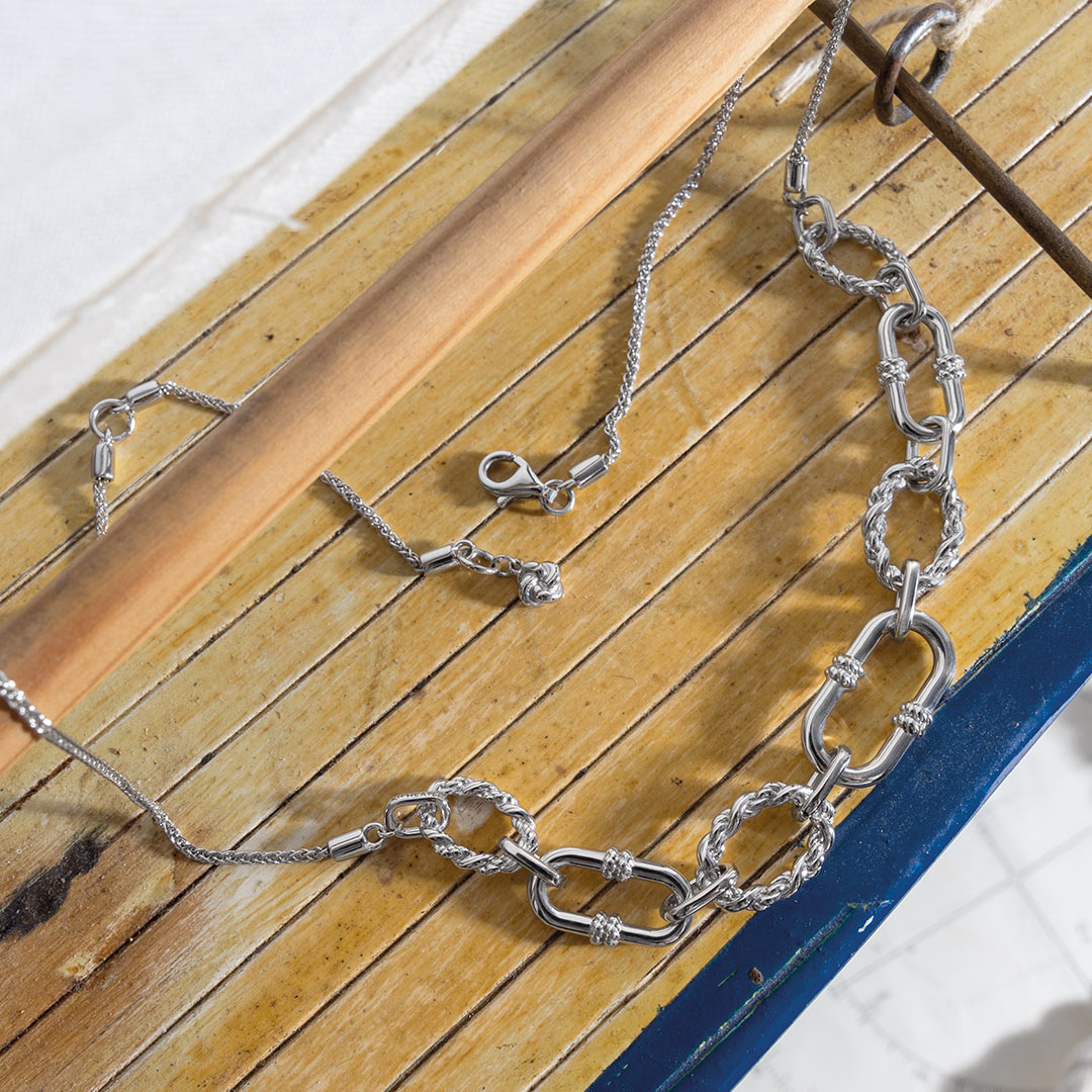Kit Heath - Marina Rope Link Duo Graduated Chain Necklace - Silver