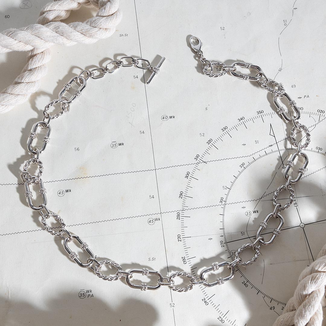 Kit Heath - Marina Rope Link Duo Grande Chain Necklace - Silver