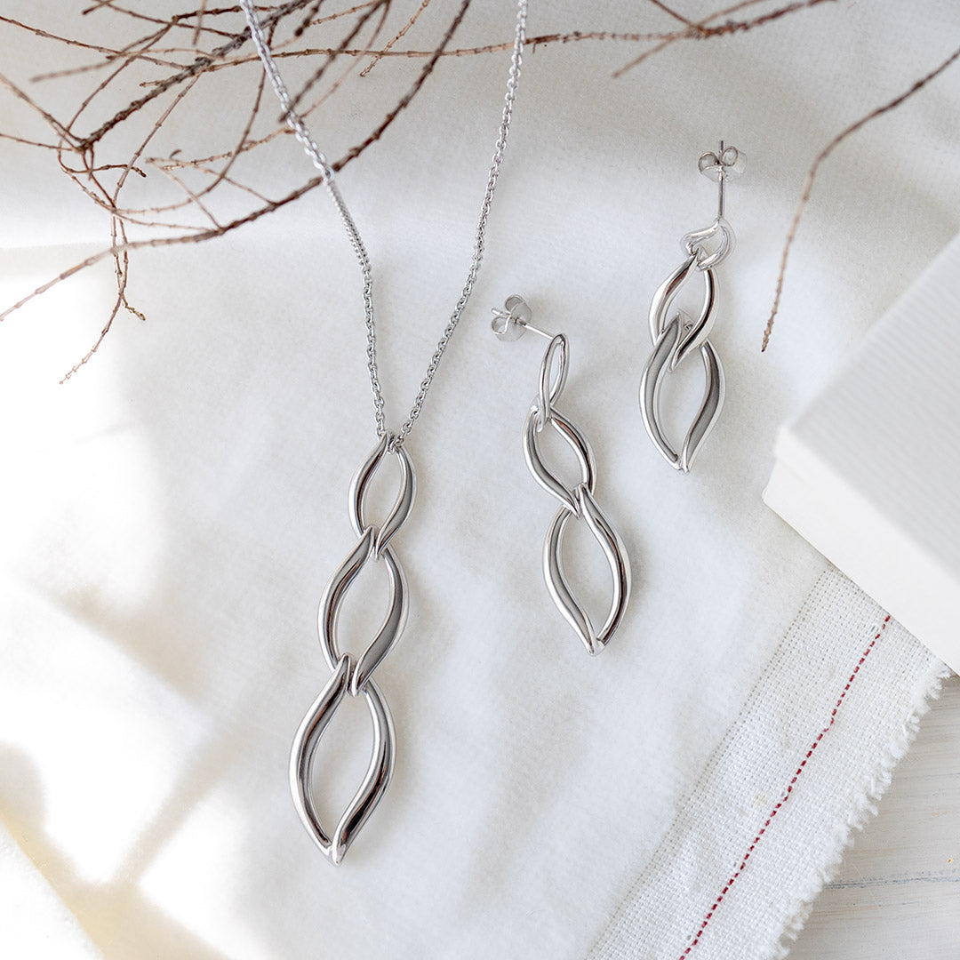Kit Heath - Entwine Twine Link Trio Necklace - Silver