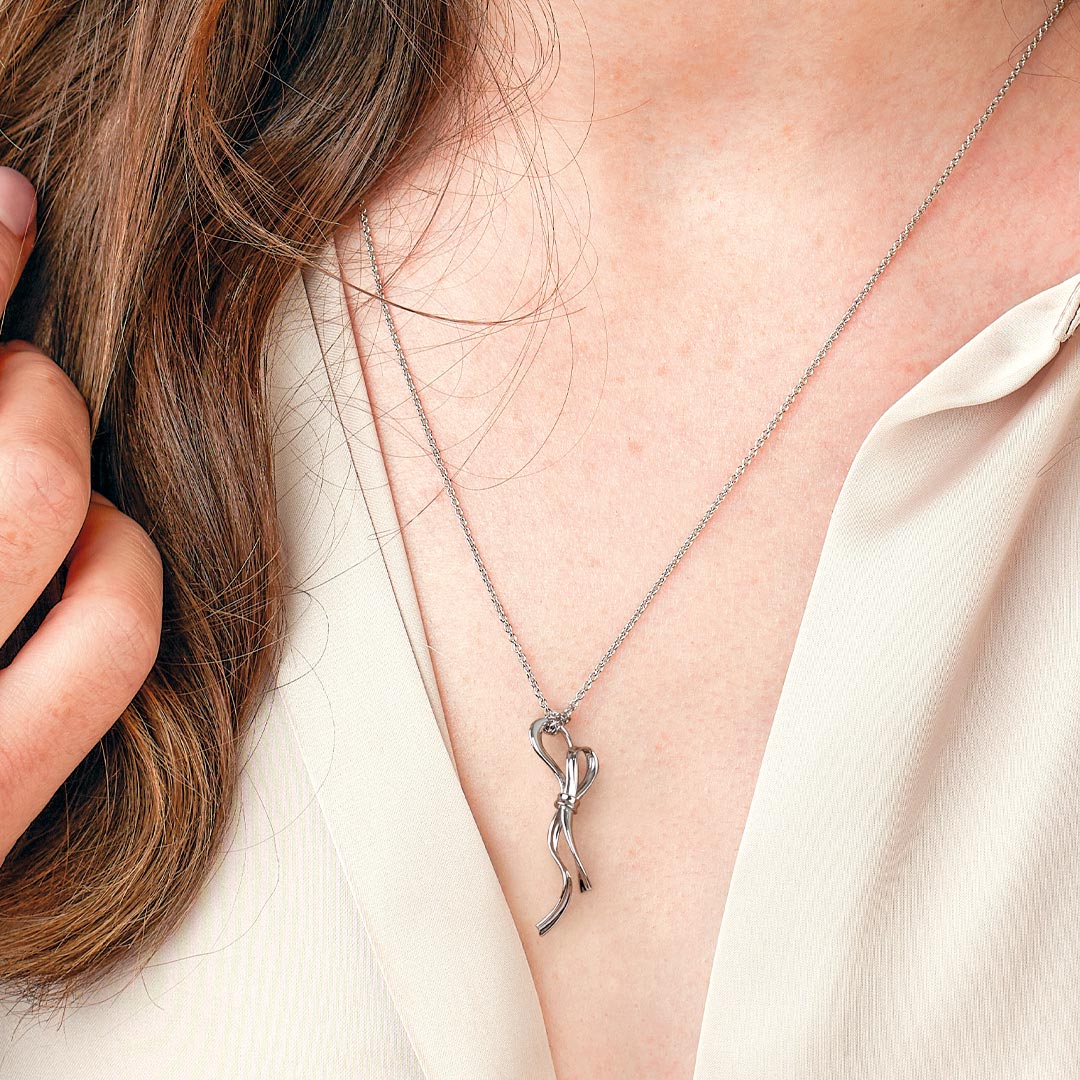 Kit Heath - Serenity Ribbon Bow Loop Necklace - Silver