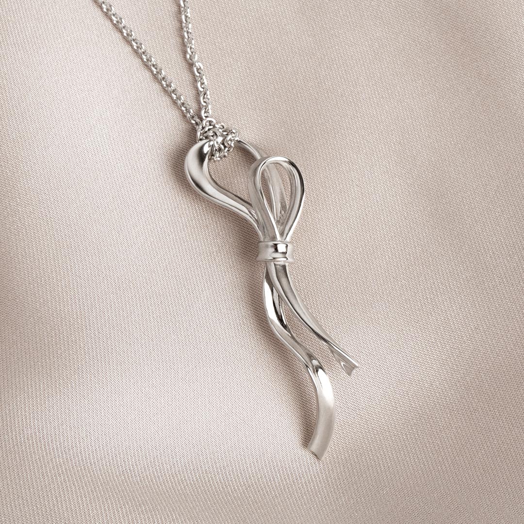 Kit Heath - Serenity Ribbon Bow Loop Necklace - Silver