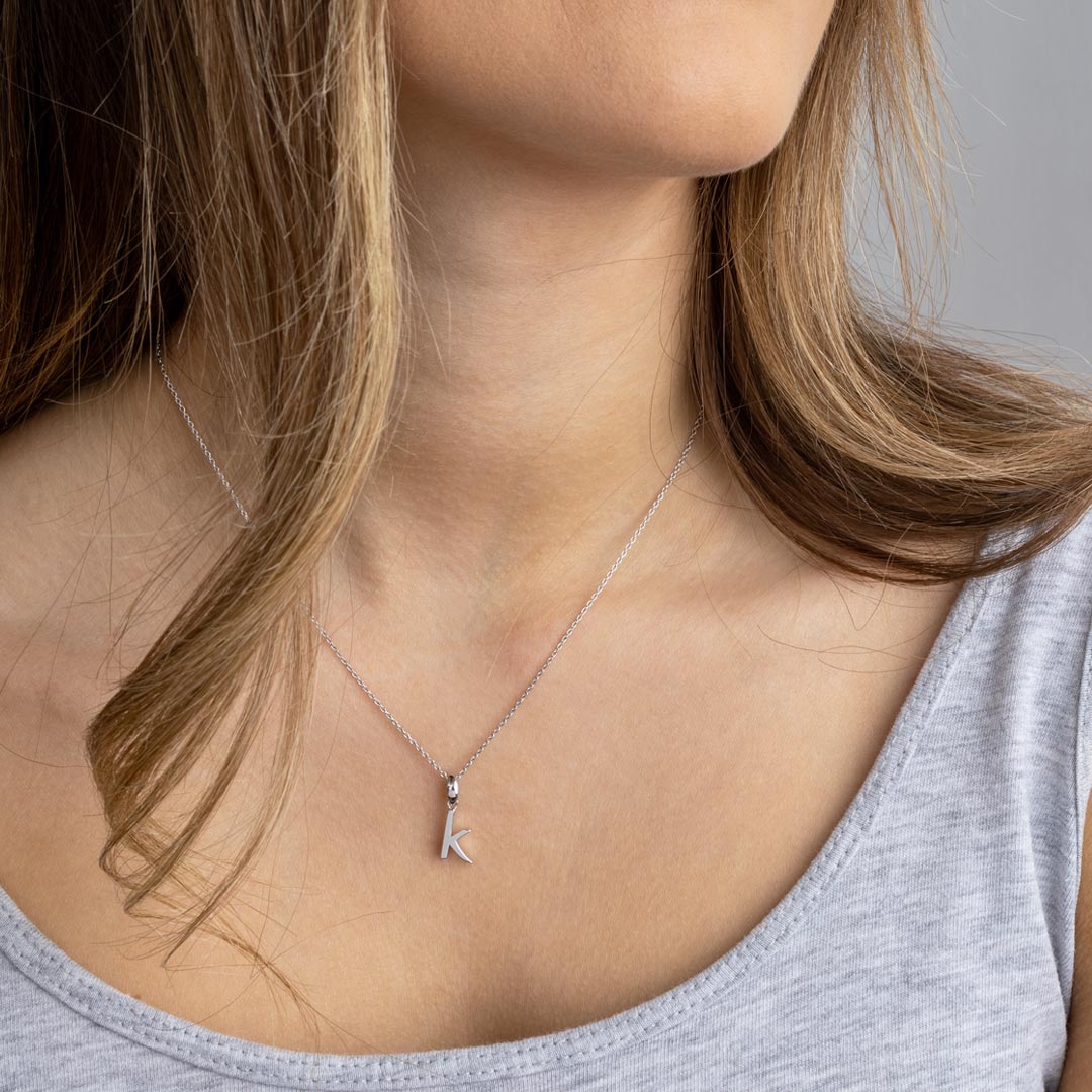 Kit Heath - Signature Skript Lowercase k Initial Pendant - Silver