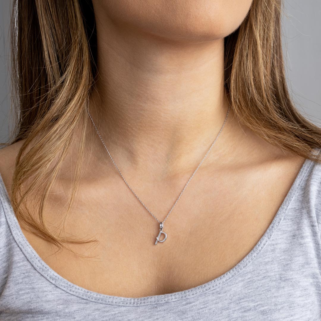 Kit Heath - Signature Skript Lowercase p Initial Pendant - Silver