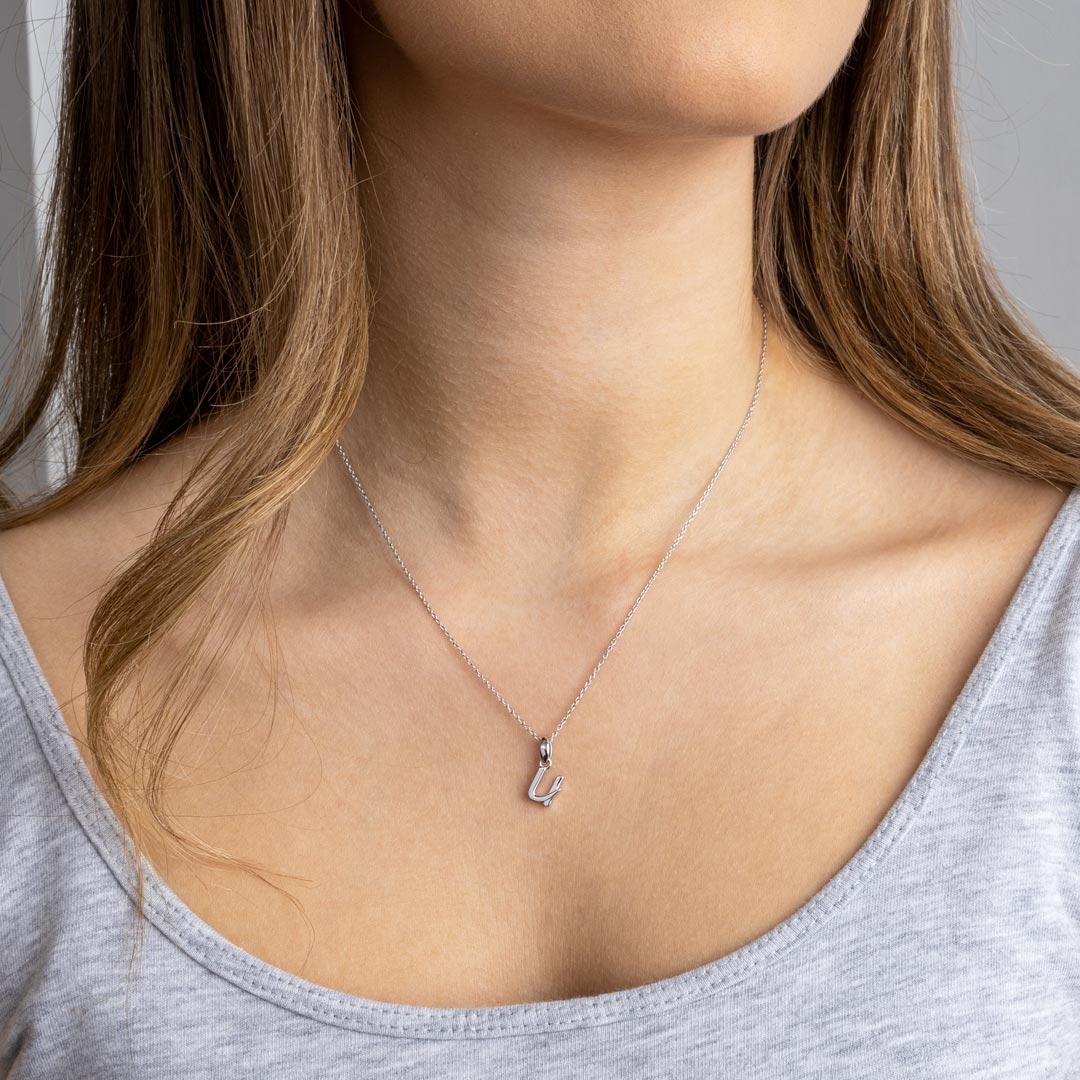 Kit Heath - Signature Skript Lowercase u Initial Pendant - Silver