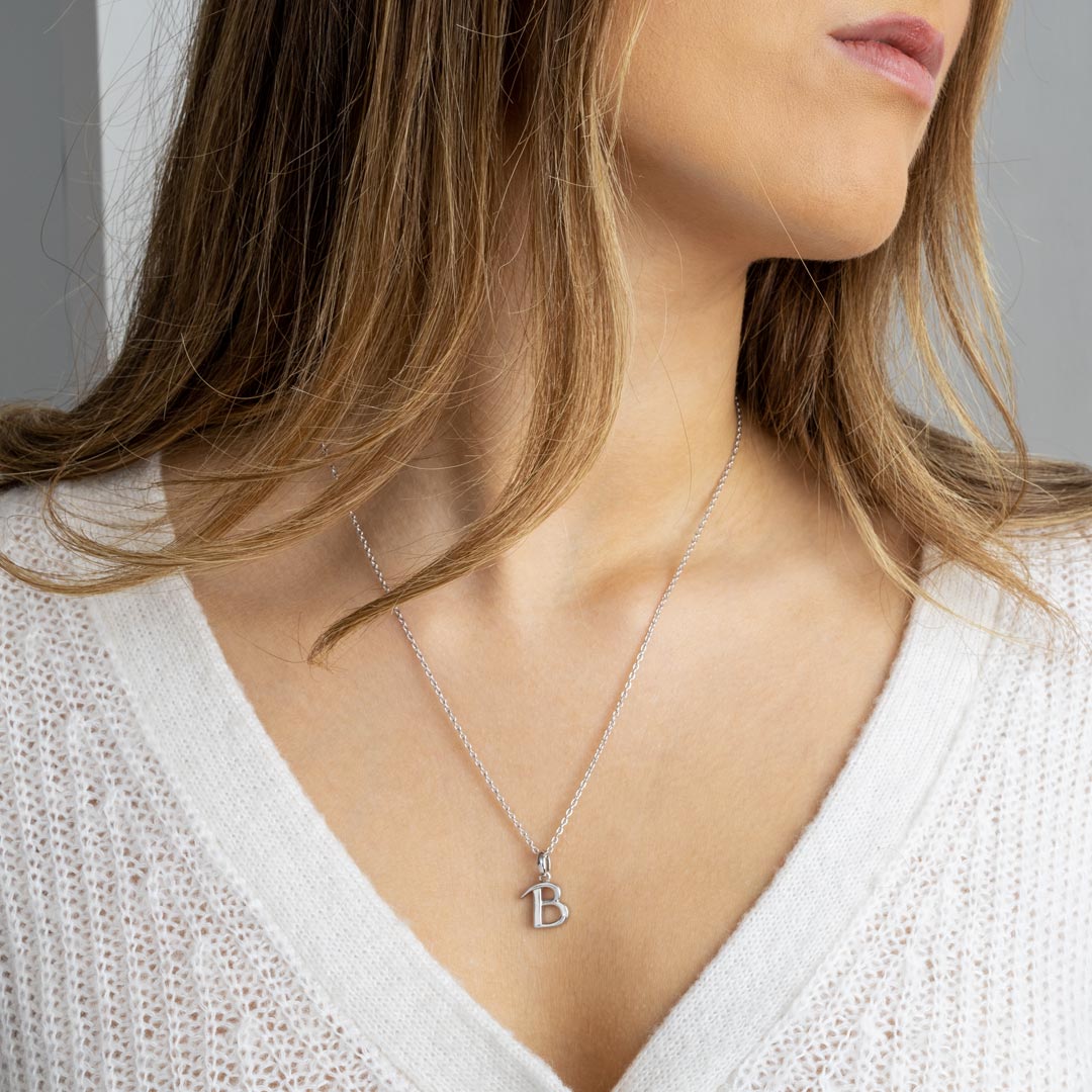 Kit Heath - Signature Skript Capital B Initial Necklace - Silver