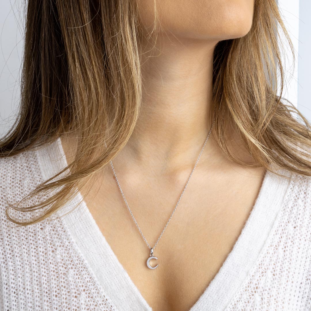 Kit Heath - Signature Skript Capital C Initial Necklace - Silver