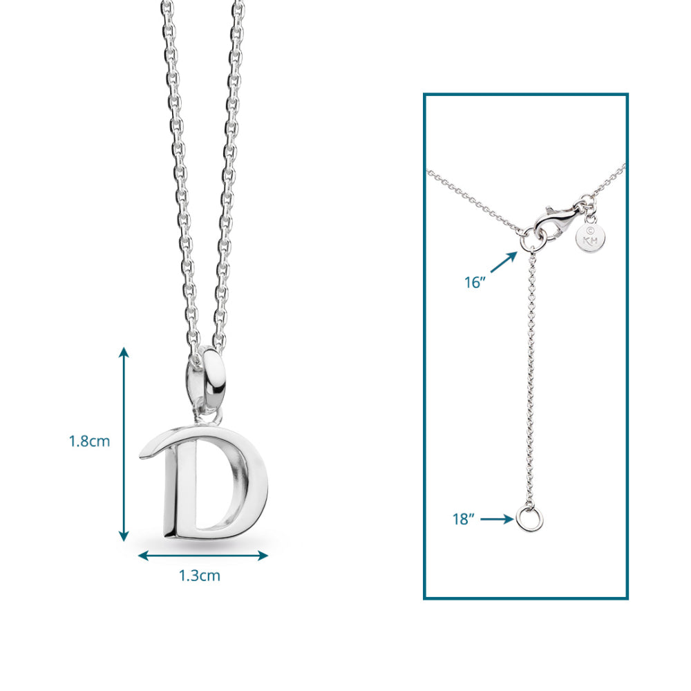 Kit Heath - Signature Skript Capital D Initial Necklace - Silver