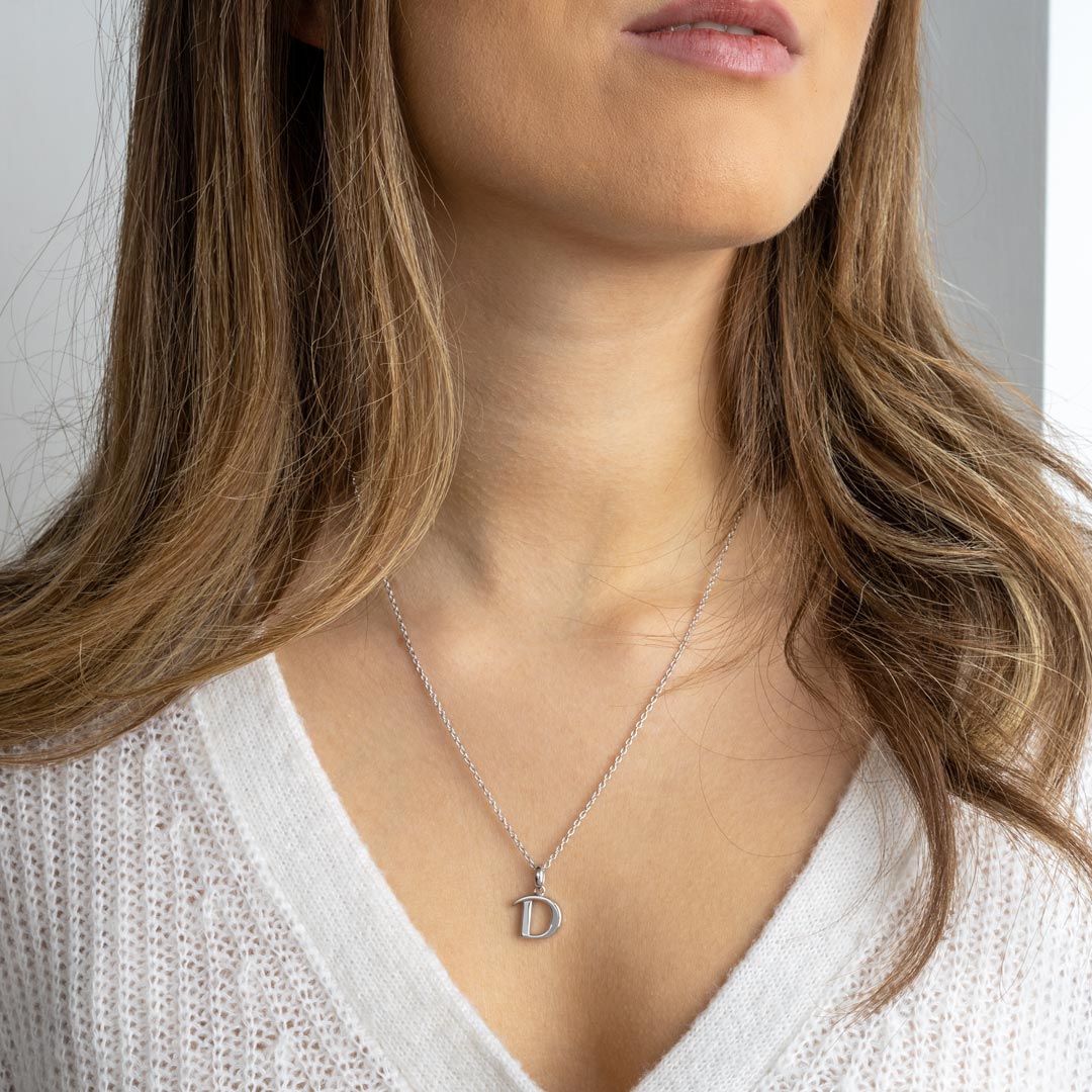 Kit Heath - Signature Skript Capital D Initial Necklace - Silver