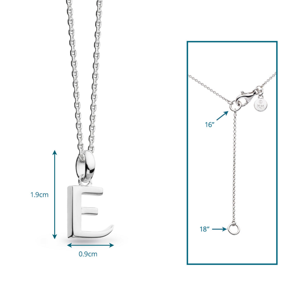 Kit Heath - Signature Skript Capital E Initial Necklace - Silver