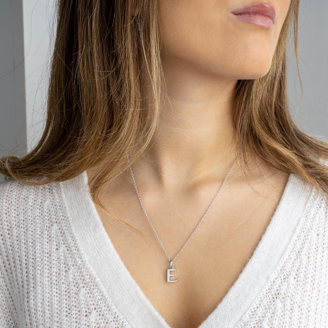 Kit Heath - Signature Skript Capital E Initial Necklace - Silver