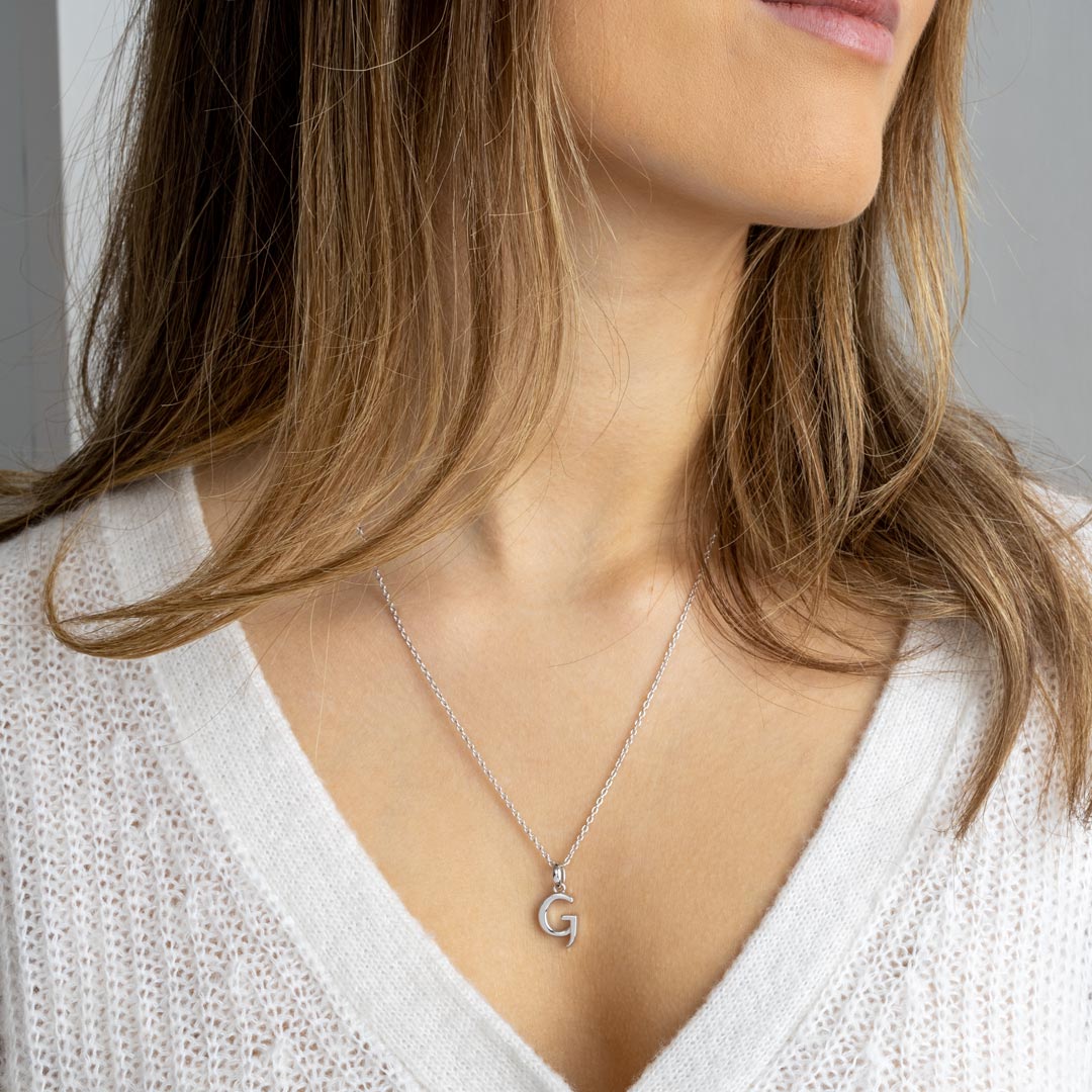 Kit Heath - Signature Skript Capital G Initial Necklace - Silver