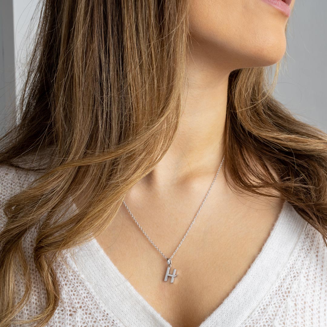 Kit Heath - Signature Skript Capital H Initial Necklace - Silver