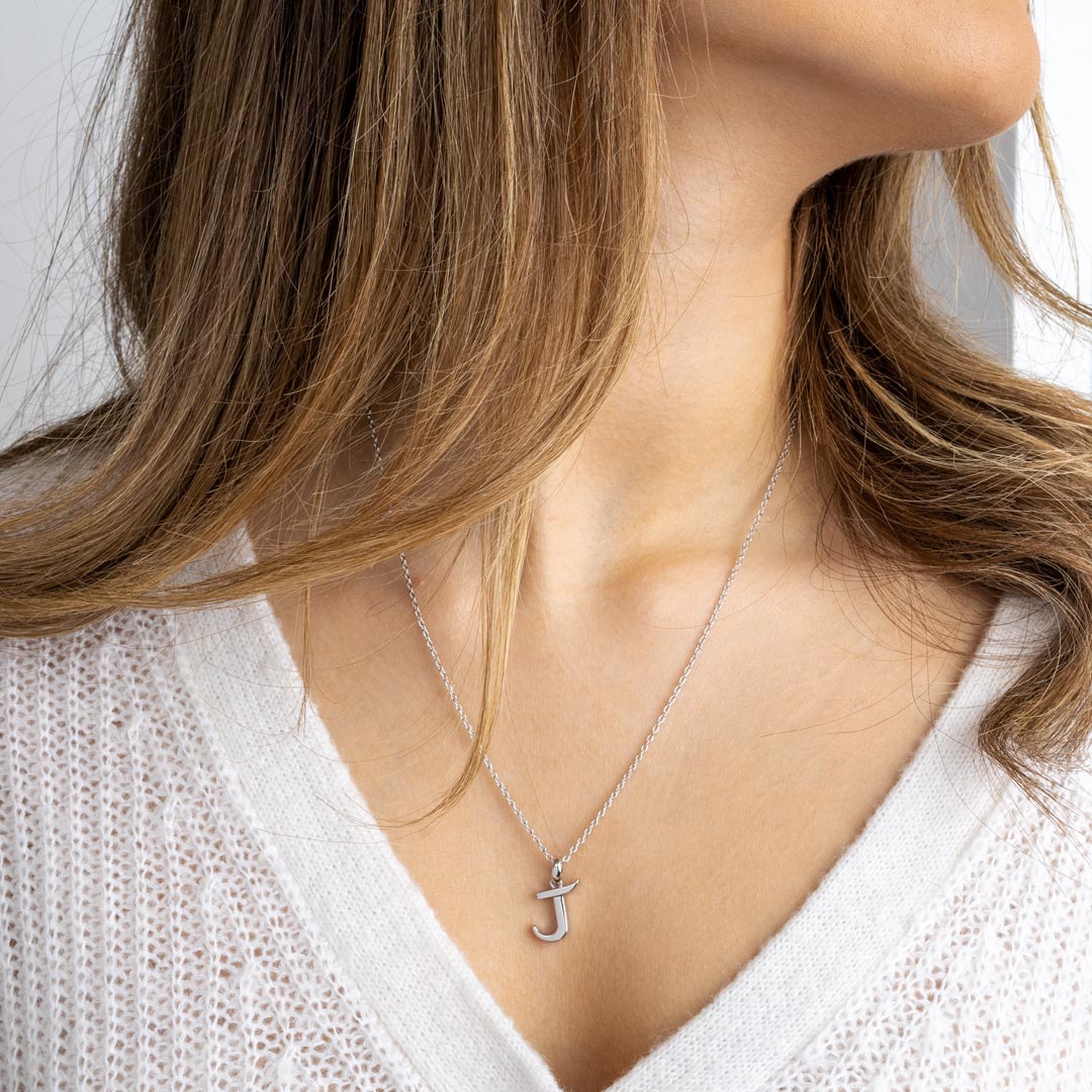 Kit Heath - Signature Skript Capital J Initial Necklace - Silver