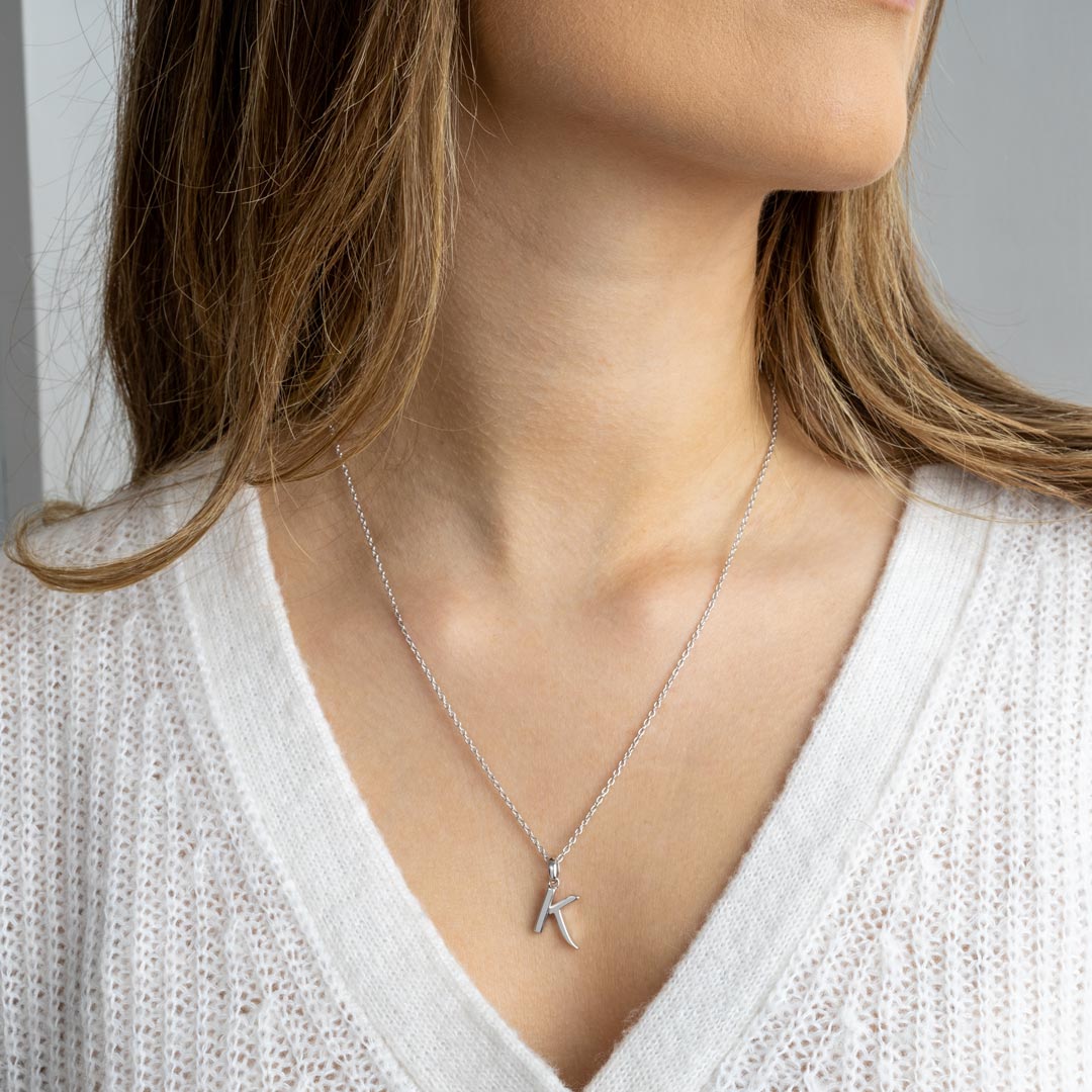 Kit Heath - Signature Skript Capital K Initial Necklace - Silver