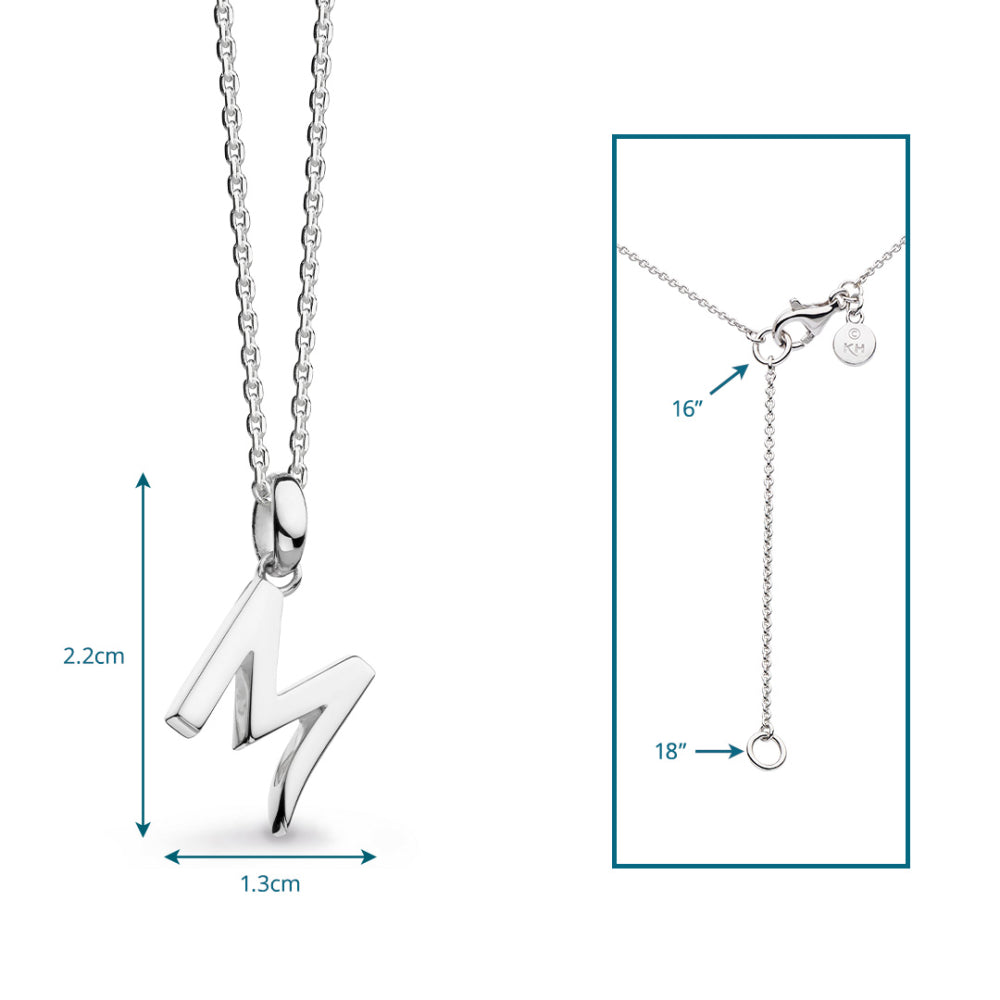Kit Heath - Signature Skript Capital M Initial Necklace - Silver