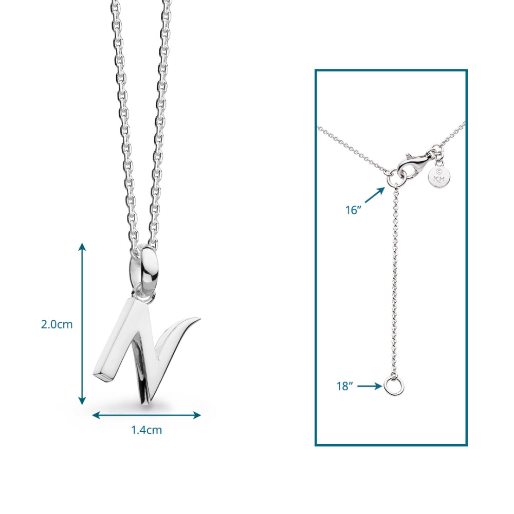 Kit Heath - Signature Skript Capital N Initial Necklace - Silver