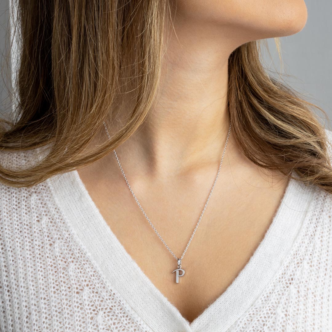 Kit Heath - Signature Skript Capital P Initial Necklace - Silver