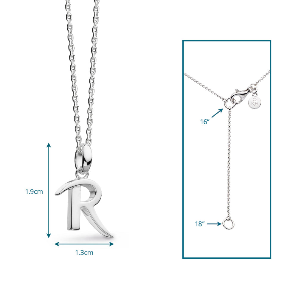 Kit Heath - Signature Skript Capital R Initial Necklace - Silver