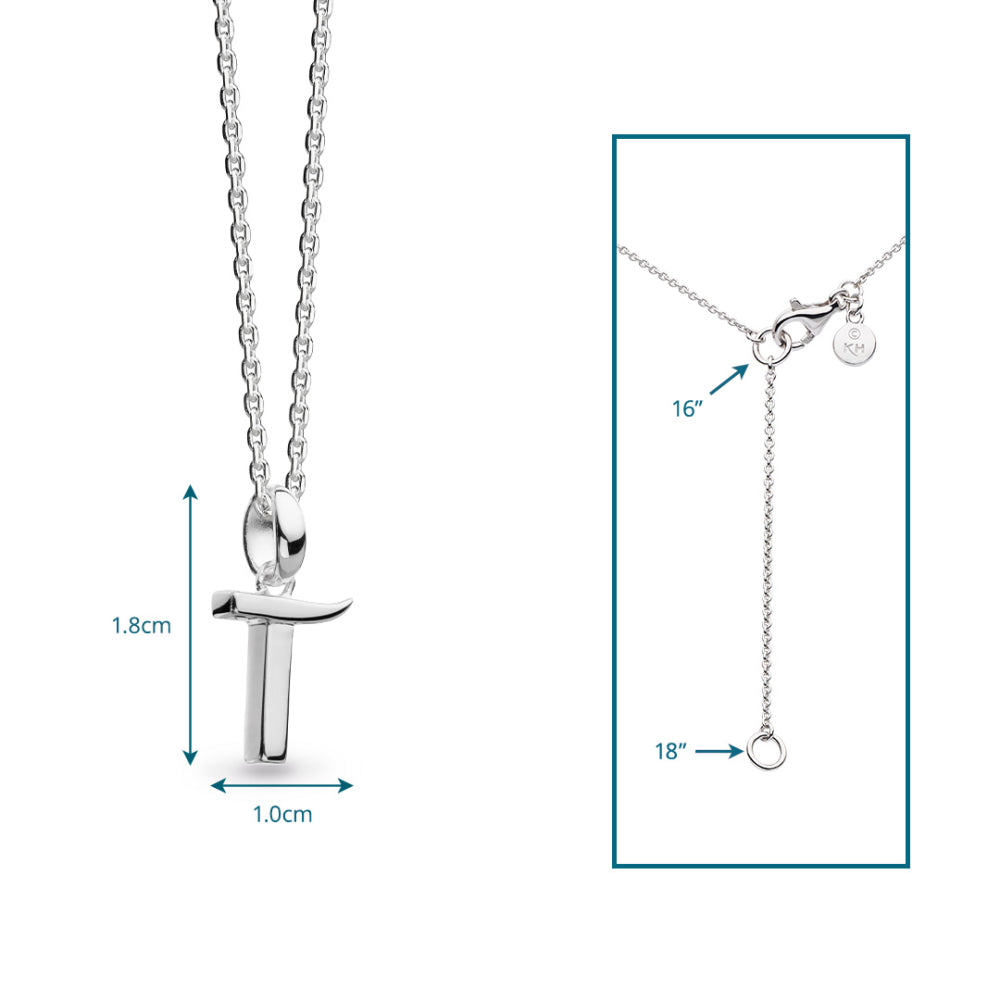 Kit Heath - Signature Skript Capital T Initial Necklace - Silver