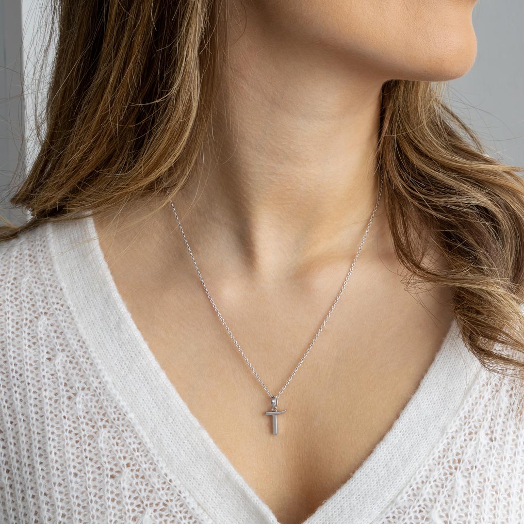 Kit Heath - Signature Skript Capital T Initial Necklace - Silver