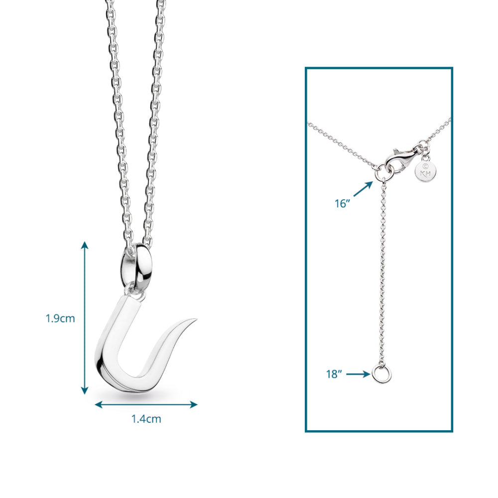 Kit Heath - Signature Skript Capital U Initial Necklace - Silver