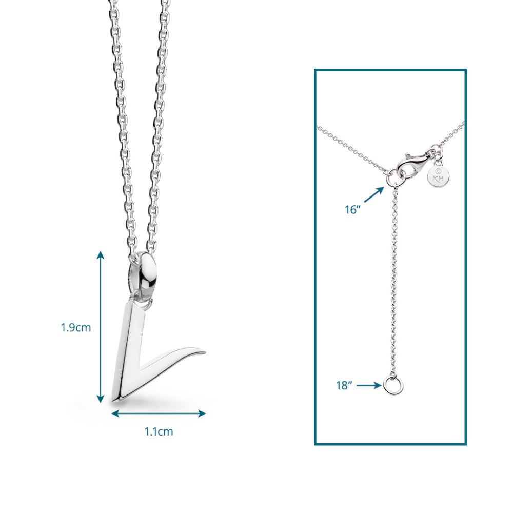 Kit Heath - Signature Skript Capital V Initial Necklace - Silver