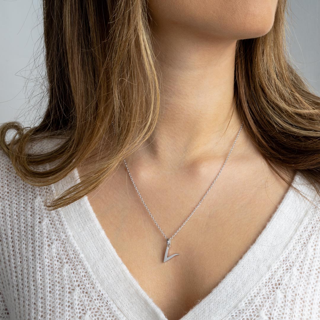 Kit Heath - Signature Skript Capital V Initial Necklace - Silver