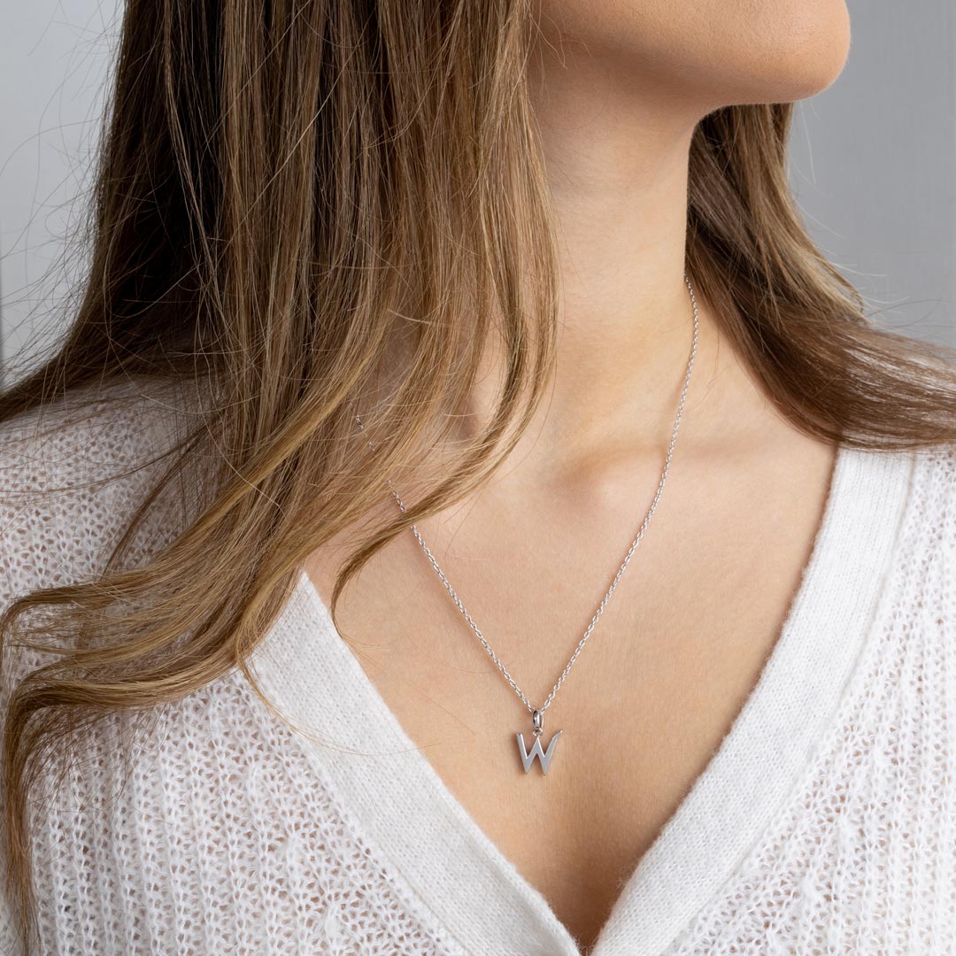 Kit Heath - Signature Skript Capital W Initial Necklace - Silver