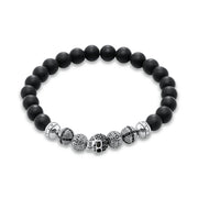 Thomas Sabo - Beaded Skull and Symbol bracelet Obsidian and Silver Bracelet