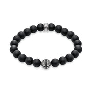 Thomas Sabo - Beaded Obsidian Bracelet with Silver Cross Bead