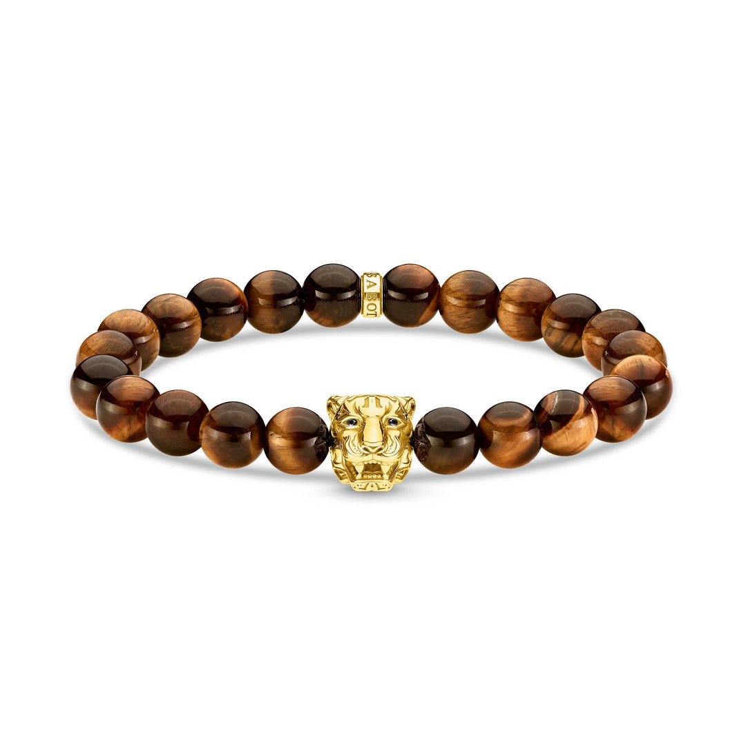 Thomas Sabo - Beaded Tiger's Eye Bracelet with Gold Tiger Head