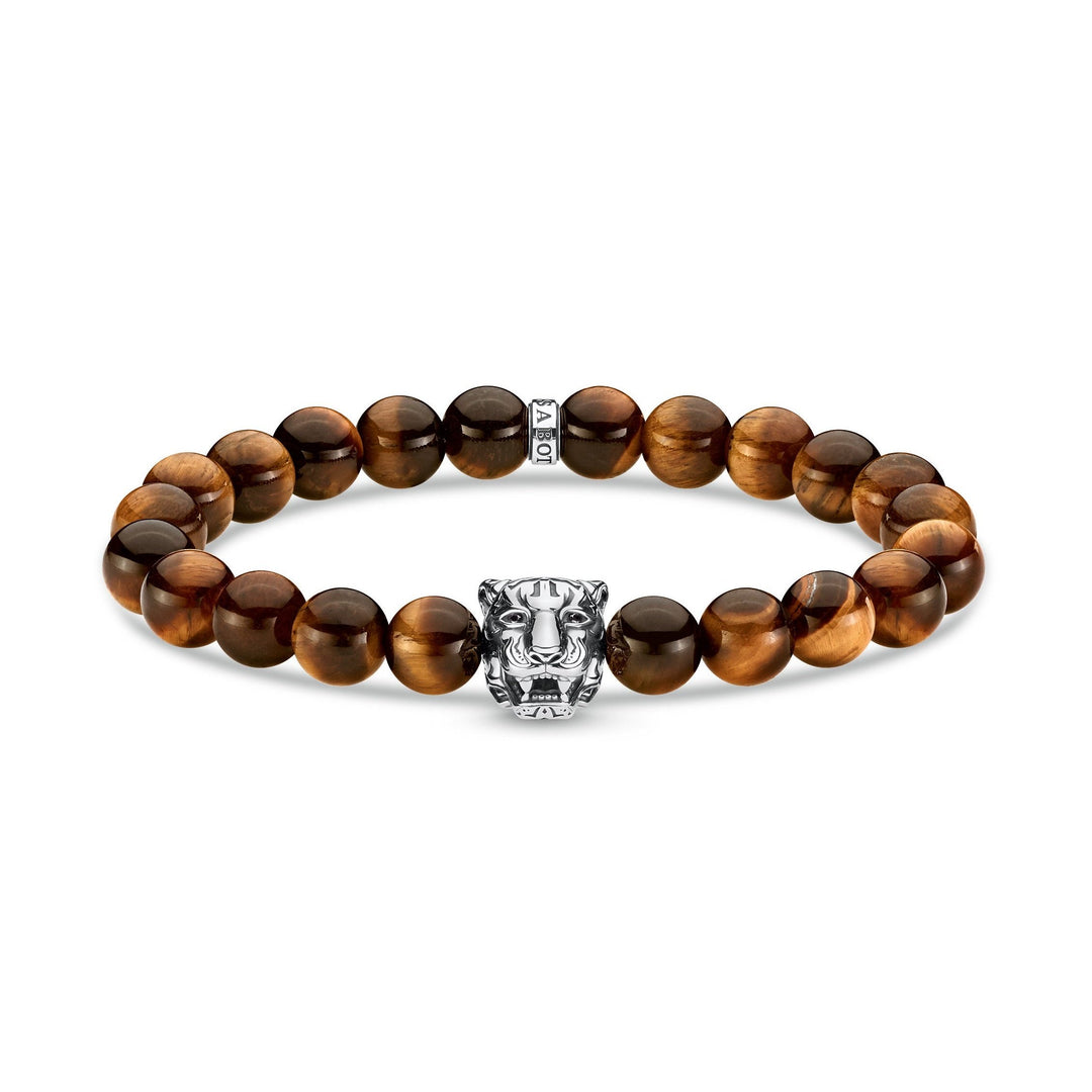 Thomas Sabo - Beaded Tiger's Eye Bracelet with Silver Tiger Head