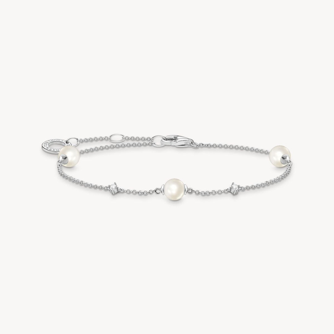 Thomas Sabo - Big Pearl and White Stone Bracelet - Silver