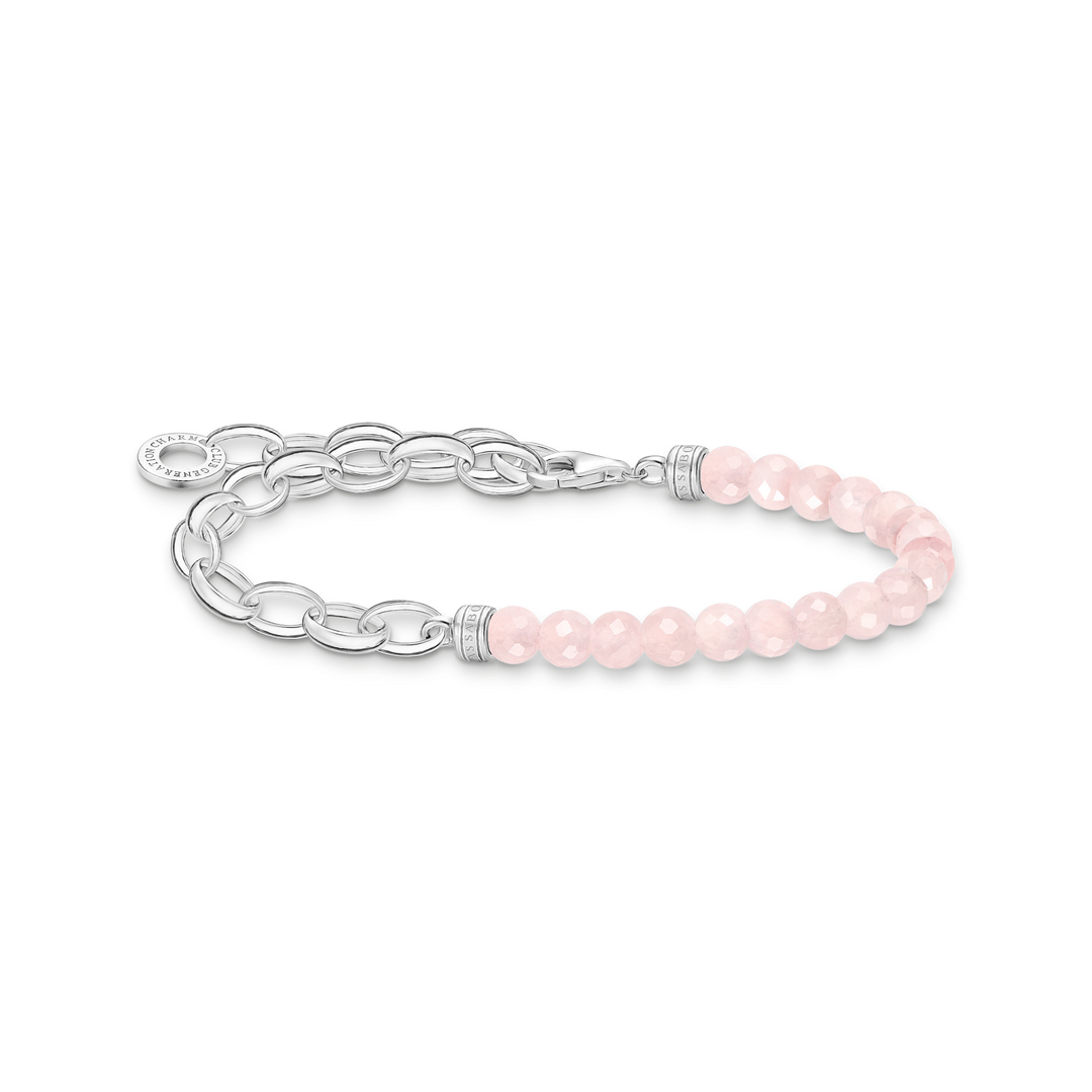 Thomas Sabo - Silver and Rose Quartz Beaded Charm Bracelet - Silver