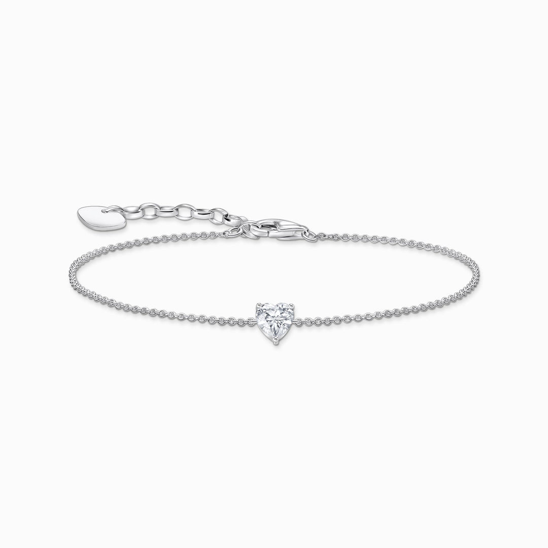 Thomas Sabo - White Heart Shaped Pendant Bracelet - Silver