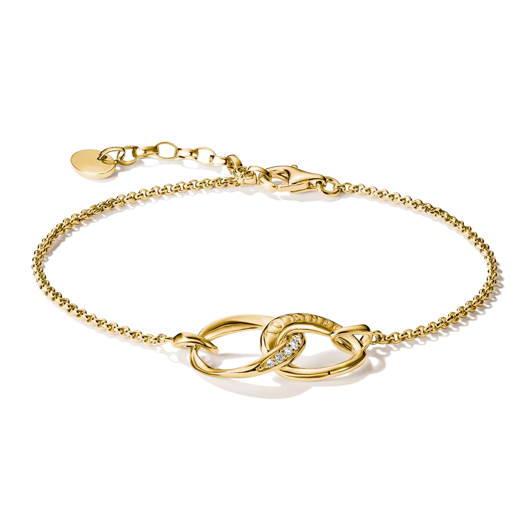 Thomas Sabo - Together Intertwined Circles Bracelet With White Zirconia - Gold