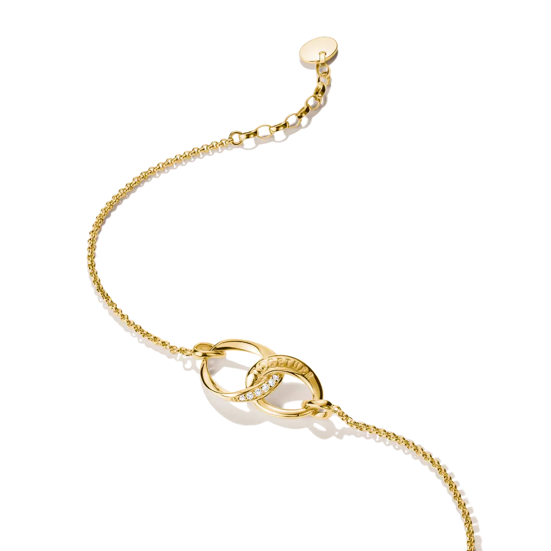 Thomas Sabo - Together Intertwined Circles Bracelet With White Zirconia - Gold