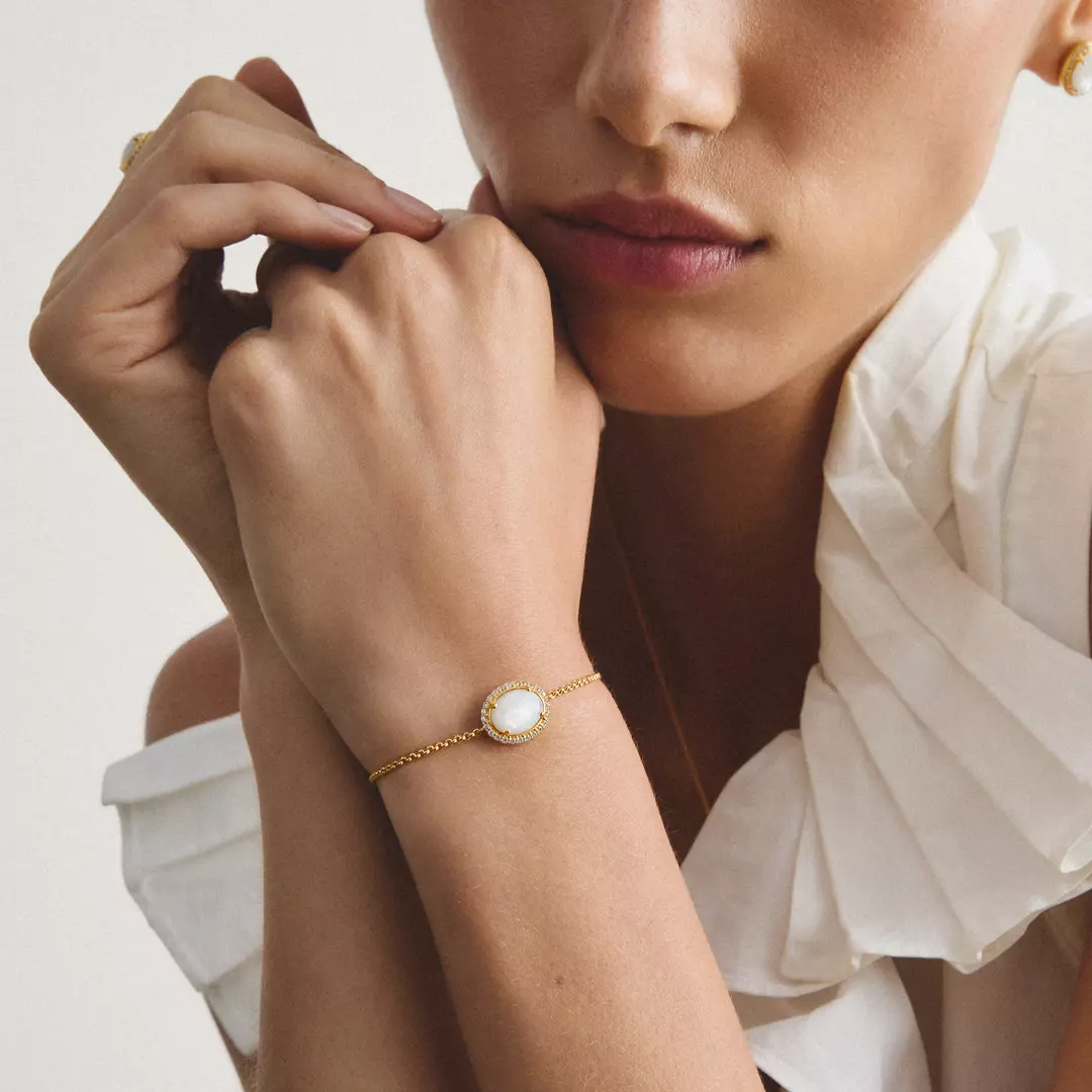 Thomas Sabo - Fluid Elegence Mother of Pearl Bracelet With White Zirconia - Gold