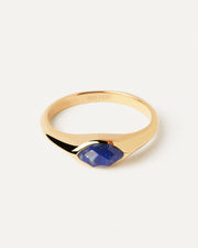 PDPAOLA - Lapis Lazuli Nomad Stamp Ring - Gold