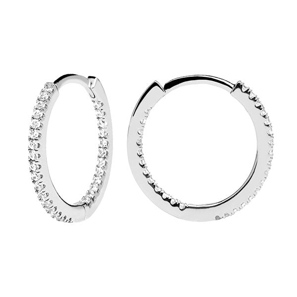 PDPAOLA - White Medium Hoop Earrings - Silver