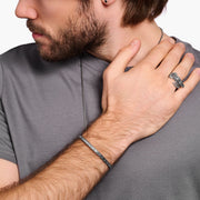 Thomas Sabo - Blackened Silver Crocodile Shell Narrow Bangle