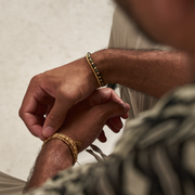 ChloBo - Men's Golden Obsidian Slim Round Bracelet - Gold