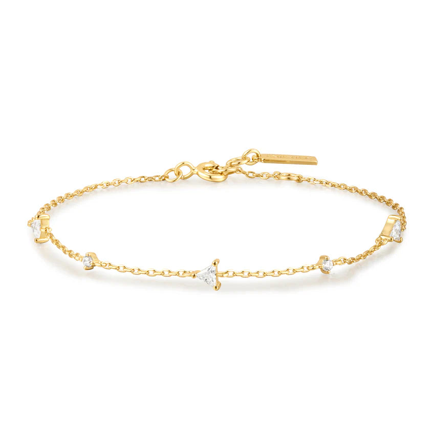 Ania Haie - Triangular Cubic Zirconia Station Bracelet - Gold