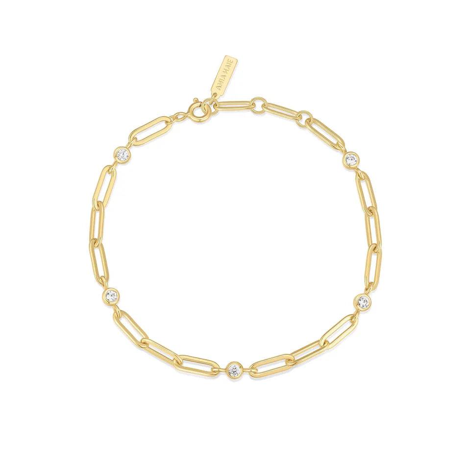 Ania Haie - Bezel Station Paper Clip Chain Bracelet - Gold