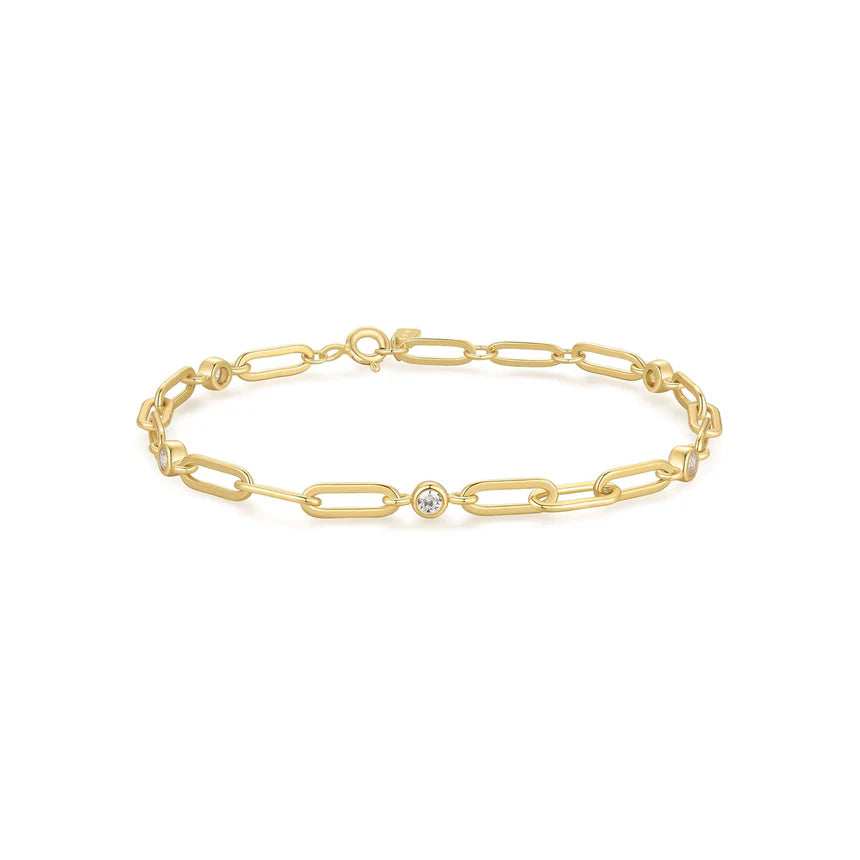 Ania Haie - Bezel Station Paper Clip Chain Bracelet - Gold