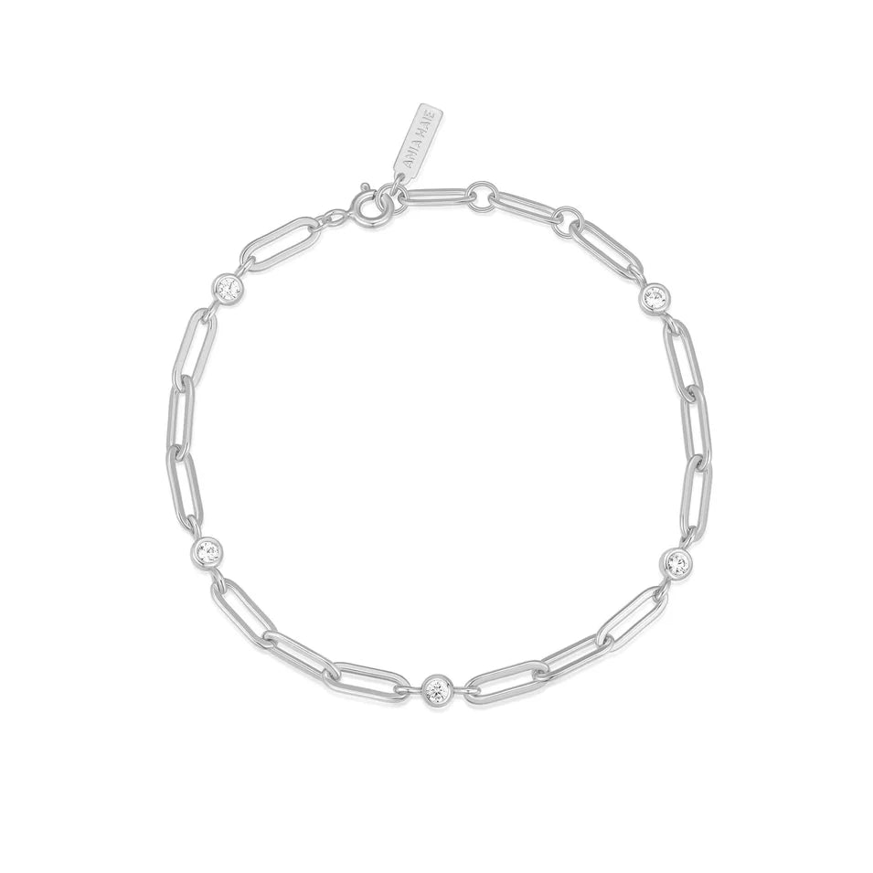 Ania Haie - Bezel Station Paper Clip Chain Bracelet - Silver