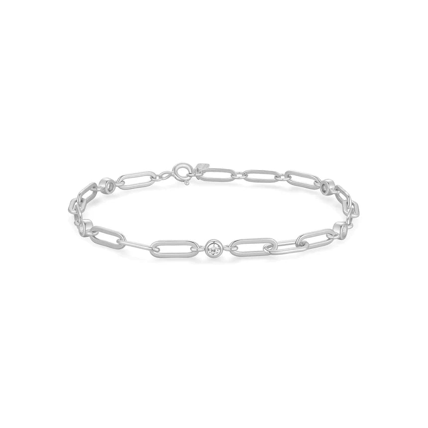 Ania Haie - Bezel Station Paper Clip Chain Bracelet - Silver